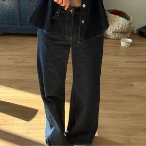 Wide-Leg Dark Blue Jeans Zara